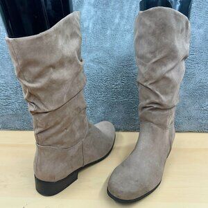 Taupe Suede Slouchy Boots